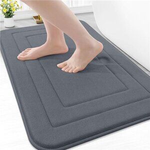 Memory Foam Bath Mat Ultra Soft Absorbent Bathroom Rug Machine Washable Dark Gre
